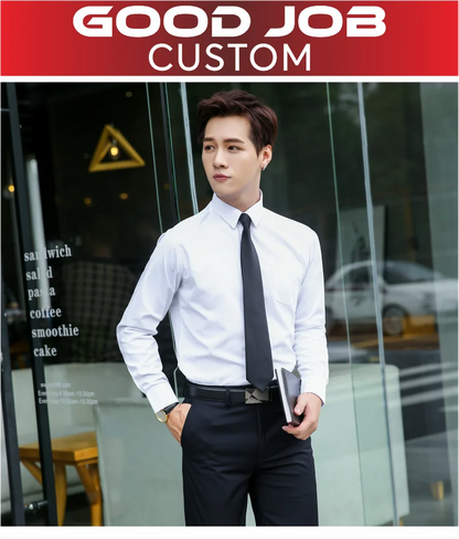 Casual Men's Long Sleeve Business Shirt Custom Logo Excellent Team Personal Professional Shirt Embroidery Printing Brand Design