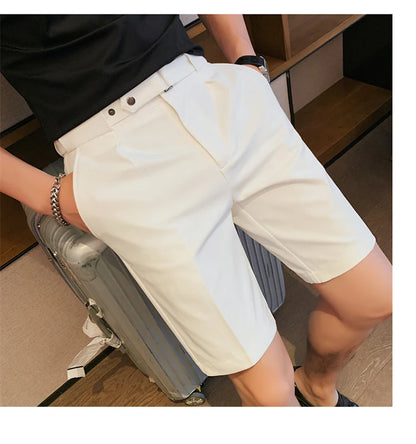 4 Color Summer British Style Suit Shorts 2023 Men Naples Business Casual Slim Fit Short Pant Fashion Slim Fit Solid Color Pants