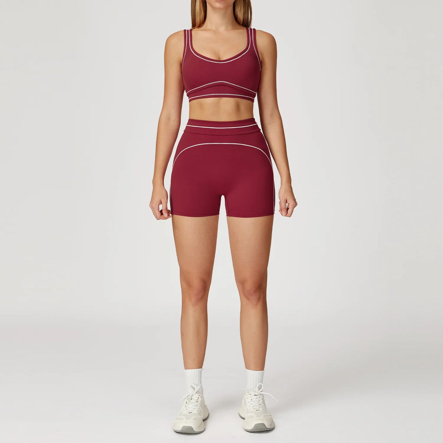 Hearuisavy Summer Yoga Set 2Pcs Women High Support Push Up Sports Top Butt-Lifting Fitness Pants Outdoor Cycling Sports Bra Suit