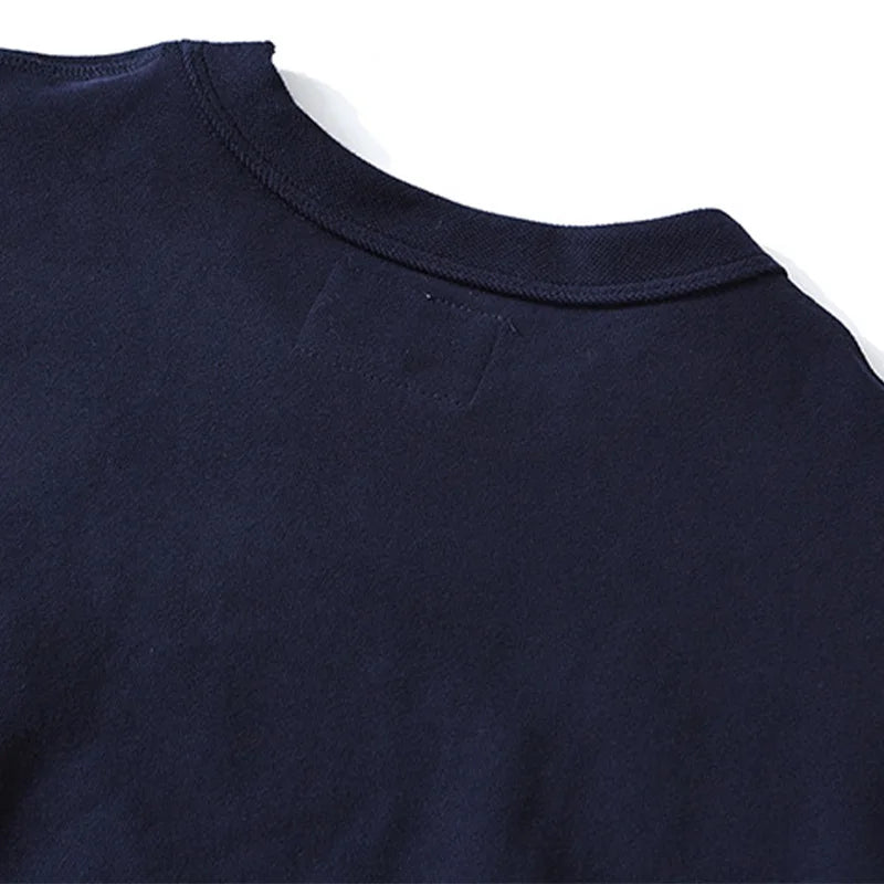 Men's Amekaji 490g Heavyweight French Terry Sweatshirt - Solid Color Crew Neck Pullover Kangaroo Pocket Thick Hoodie
