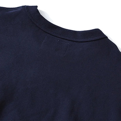 Men's Amekaji 490g Heavyweight French Terry Sweatshirt - Solid Color Crew Neck Pullover Kangaroo Pocket Thick Hoodie