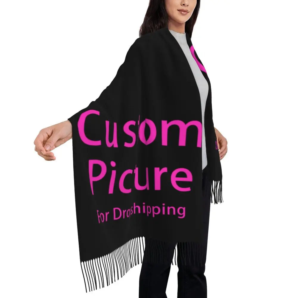 Custom Printed Your Design Here Scarf Men Women Winter Warm Scarves Custom Customize Logo Letter Print Shawls Wraps