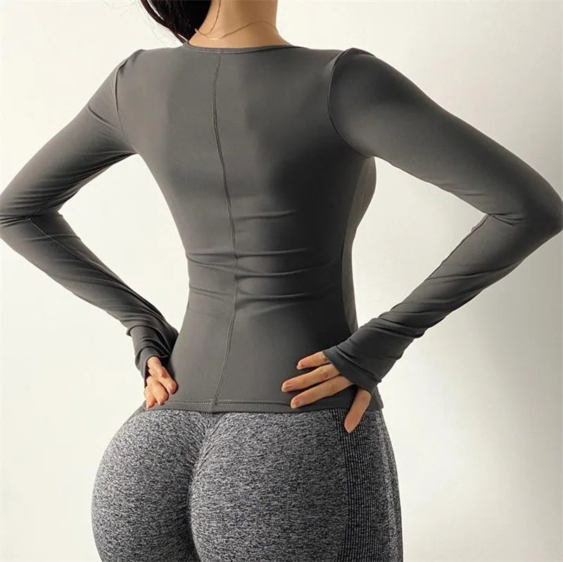 Cloud Hide SEXY Zipper Sports Jacket for Women Long Sleeve Black Yoga Shirt Gym Fitness Coat Running Autumn Winter Workout Top