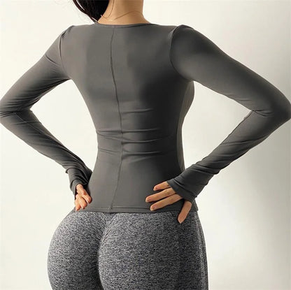 Cloud Hide SEXY Zipper Sports Jacket for Women Long Sleeve Black Yoga Shirt Gym Fitness Coat Running Autumn Winter Workout Top