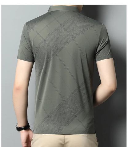 YOLANFAIRY Mulberry Silk T Shirt Men Polo Shirt Mens Shirts Short Sleeves Polos Hombre Manga Corta Summer Mens Clothing 2024