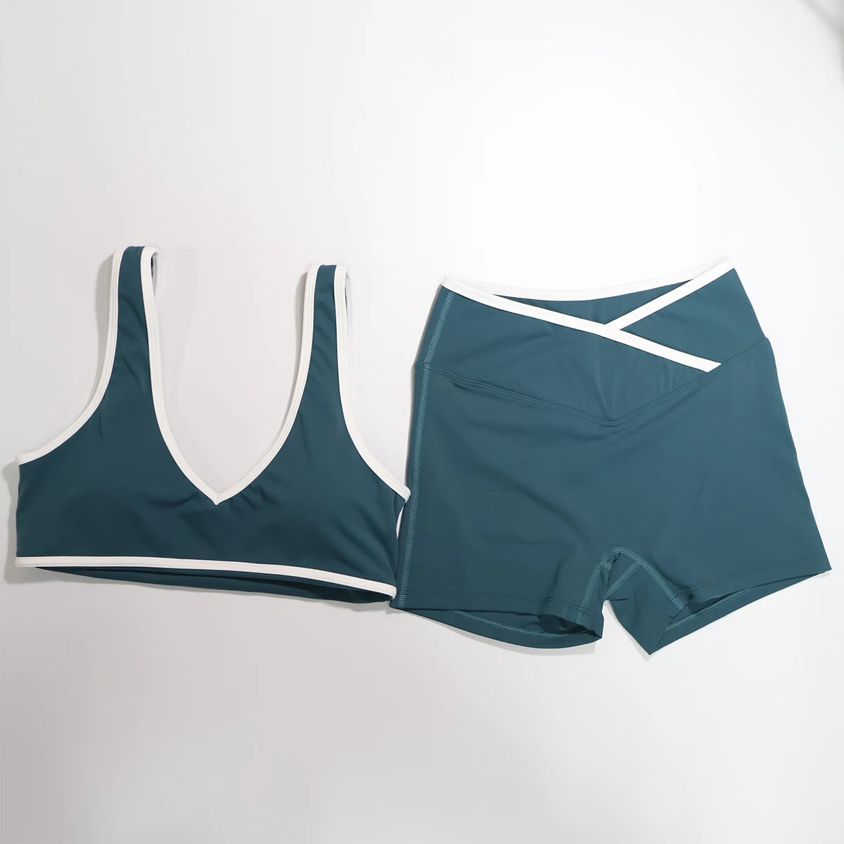 New Summer Women's Fashion Yoga Sports Bra Set (2-Piece) with Fitness Yoga Outfit Color-Blocked Fitness Two-Piece Set Female