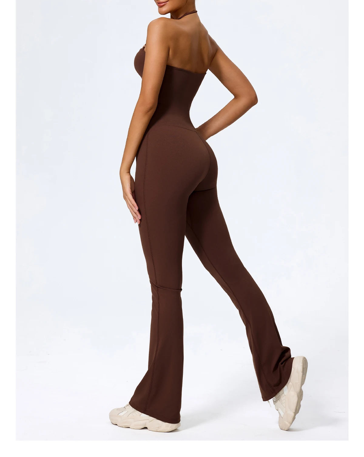 New Summer Women Sleeveless Yoga Jumpsuit Female Gym Flared Overalls Neck-hanging Backless Sportswear Sport Outfit For Woman