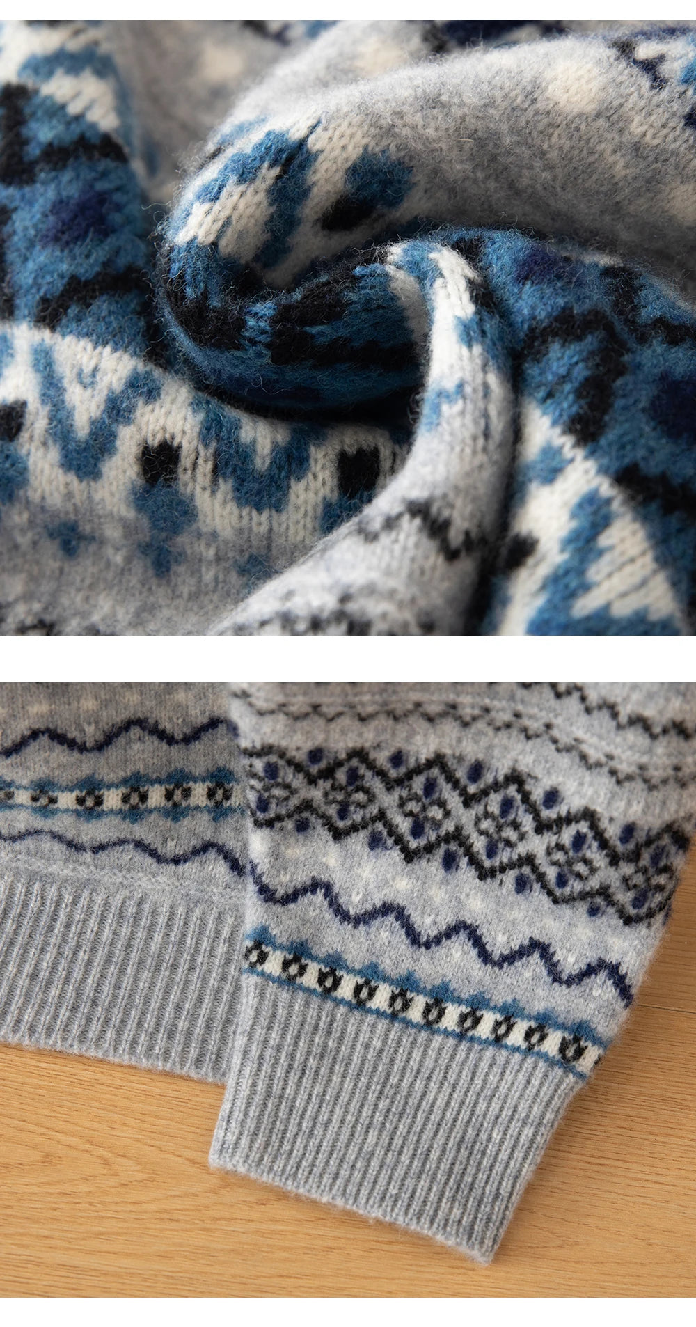 Autumn/Winter New Men's Sweater Jumper 100% Pure Wool Knitt Half High Neck Pullover Business Casual Jacquard Thickened Menswear