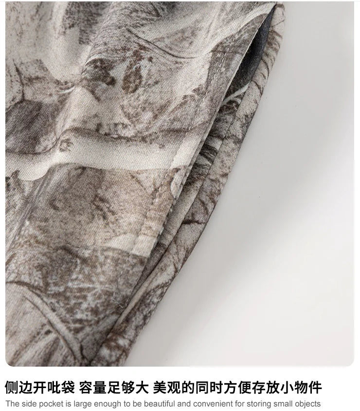 Custom LOGO men's summer camouflage splicing 240G quick-drying cotton polyester short-sleeved T-shirt loose sports shorts set