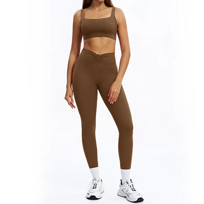 SWELTERING 2PCS Yoga Set Fitness Gym Tracksuit Sportswear Women Workout Outfits High Waist Leggings Sports Bra Athletic Wear