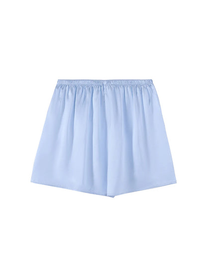 SuyaDream, Woman 100%Real Silk Shorts, 19mm, Elastic Waist, Comfortable Healthy Home Shorts, 2024 Spring Summer Pants, White