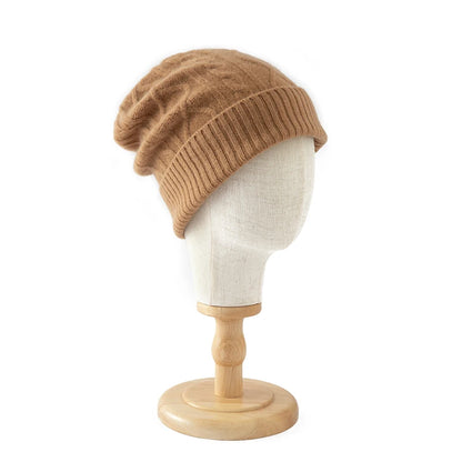 DjzDsm 100%Pure Wool Women's Hat For Winter Warm Soft Luxury Cashmere Twists Slouchy Street y2k Women's Hat