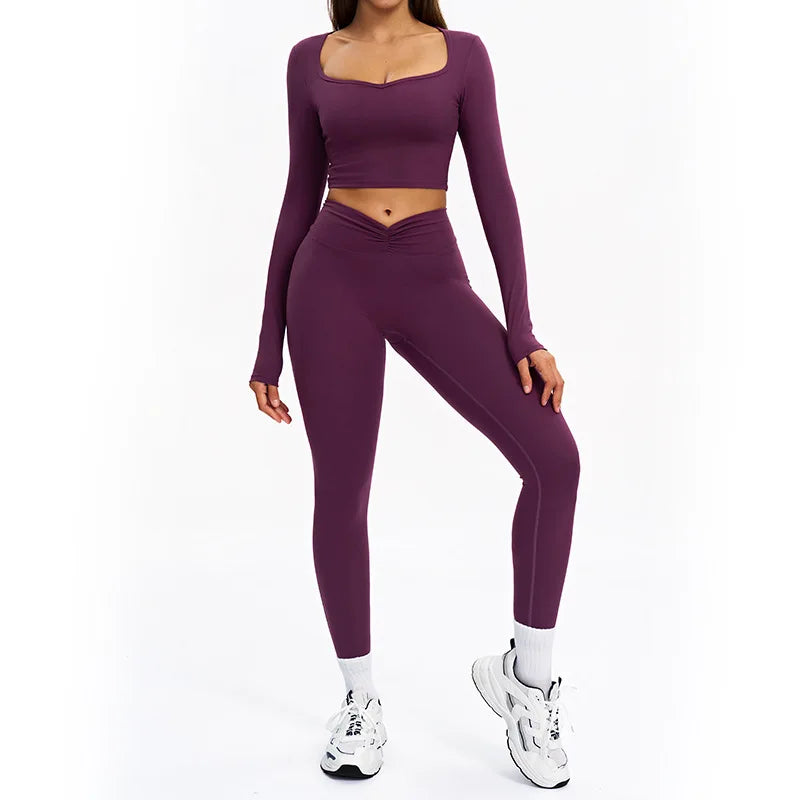 SWELTERING 2PCS Yoga Set Fitness Gym Tracksuit Sportswear Women Workout Outfits High Waist Leggings Sports Bra Athletic Wear
