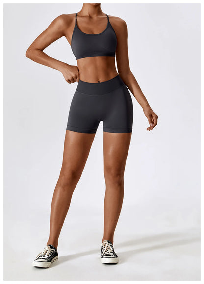 Seamless Yoga Set Gym Suits With Shorts Crop Top Sexy Bra Women's Pants 2 Pieces Set Running Workout Outfit Fitness Clothing