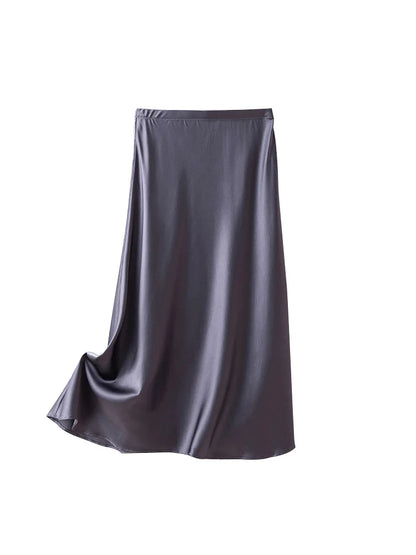 SuyaDream Silk Skirt for Woman 93%Silk 7%Spandex Solid A-line 2025 Spring Summer Chic Mid Skirts