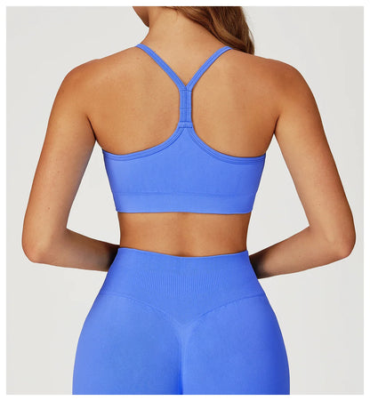 Custom LOGO women's seamless new yoga vest strap cross back sports underwear outdoor running fitness top