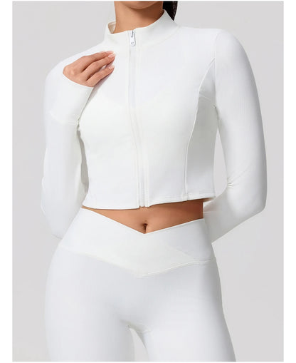 Summer Women Gym Zipper Long Sleeve Jacket Outdoors Workout Yoga Top Female Slim tight Clothes Women Quick-Dry Sportswear