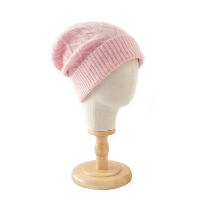DjzDsm 100%Pure Wool Women's Hat For Winter Warm Soft Luxury Cashmere Twists Slouchy Street y2k Women's Hat