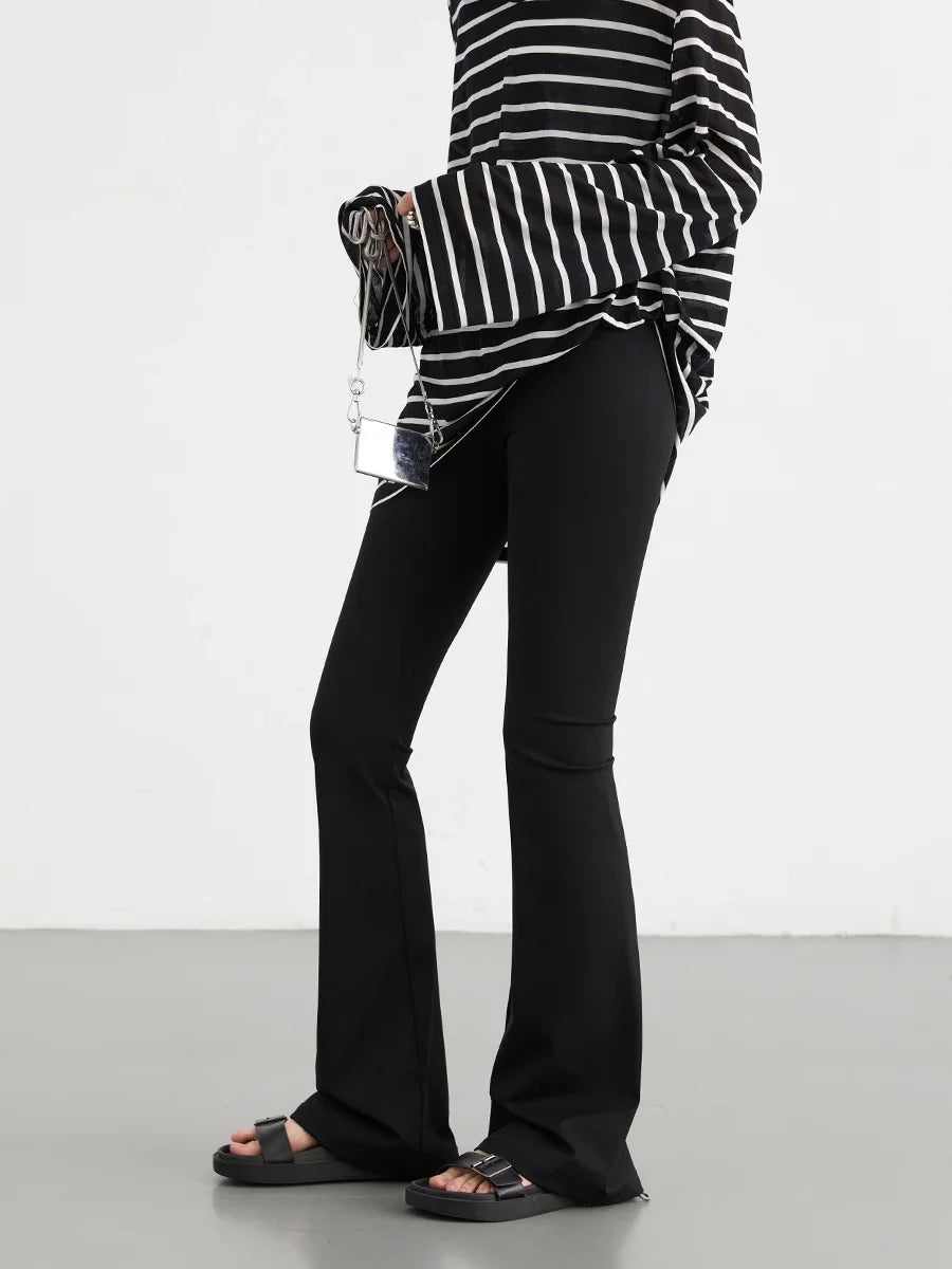 CHIC VEN Women Long Pants Slim New High Waisted Elastic Casual Pant Female Black Flared Trousers Yoga Clothing Autumn 2026