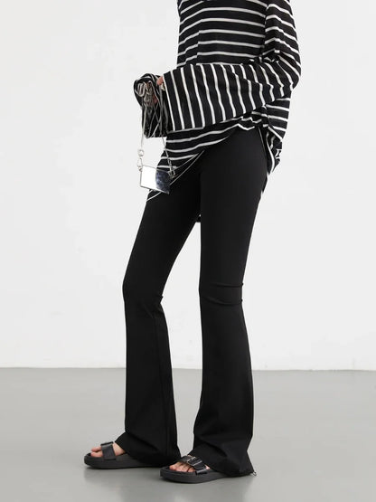 CHIC VEN Women Long Pants Slim New High Waisted Elastic Casual Pant Female Black Flared Trousers Yoga Clothing Autumn 2026
