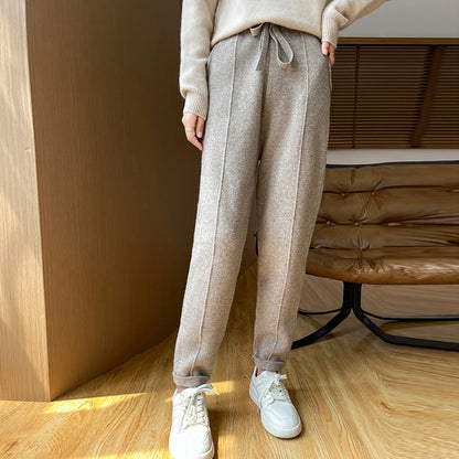 DjzDsm Women's Skinny Pants 100% Merino Wool for Spring And Autumn Comfortable Fit Casual Trousers Center Pants