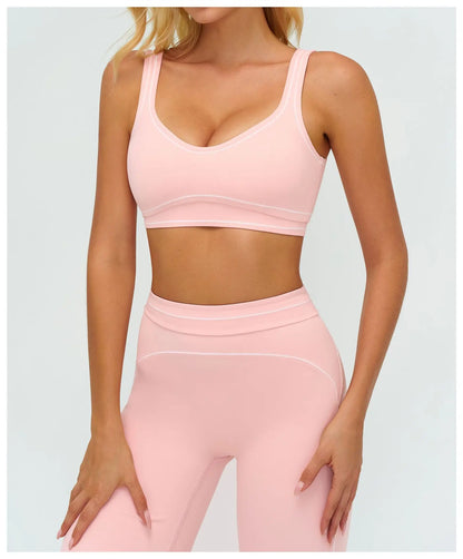 Color Contrast Yoga Bra Women Breathable Gym Fitness Bra Shockproof Sports Underwear Female Workout Bra Push Up Cycling Crop Top