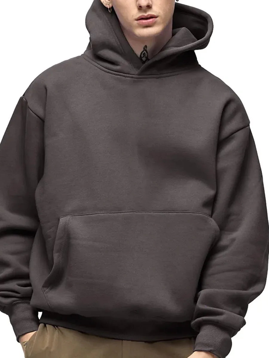 500GSM Tracksuit DIY Custom Your Brand LOGO Heavy Weight New Autumn Winter Casual Thick Cotton Men's Top Solid Color Hoodies