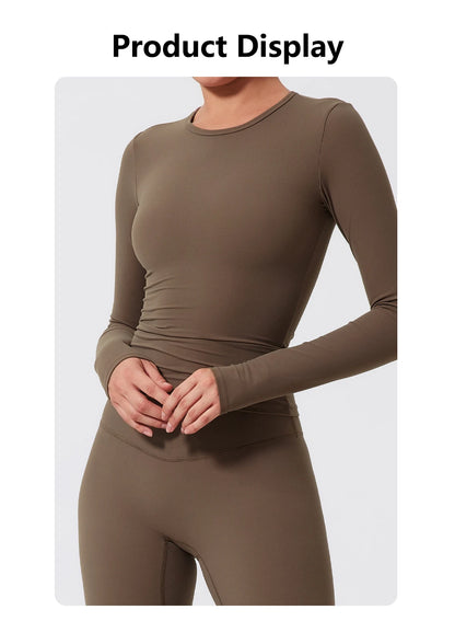 Summer Women Quick-Dry Two-Piece Yoga Set: A long-sleeve top and leggings set for fitness and sports perfect for running cycling