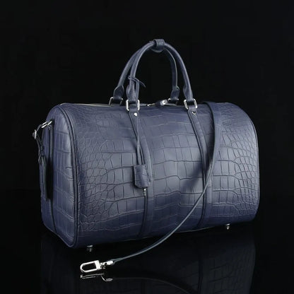 Authentic exotic crocodile belly leather men's large travel handbag real crocodile leather men's fashion luxury shoulder bag