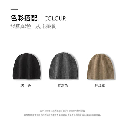 DjzDsm New Autumn/Winter Men's High-end 100% Goat Cashmere Pullover Hat With Elastic Knitted Warm Hat