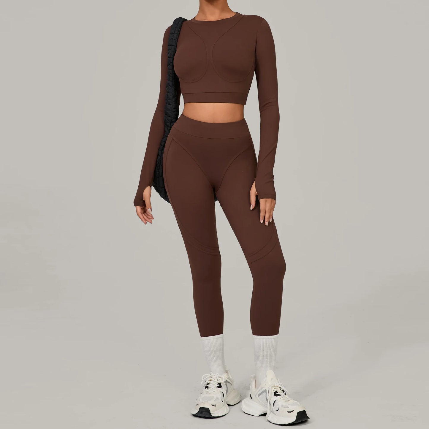 SWELTERING Yoga Suit Women Tracksuit 2PCS Sports Set Fitness Set Quick-Drying Gym Set Running Workout Long Sleeve Yoga Clothing