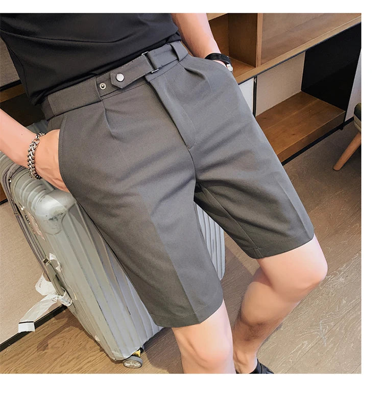 4 Color Summer British Style Suit Shorts 2023 Men Naples Business Casual Slim Fit Short Pant Fashion Slim Fit Solid Color Pants