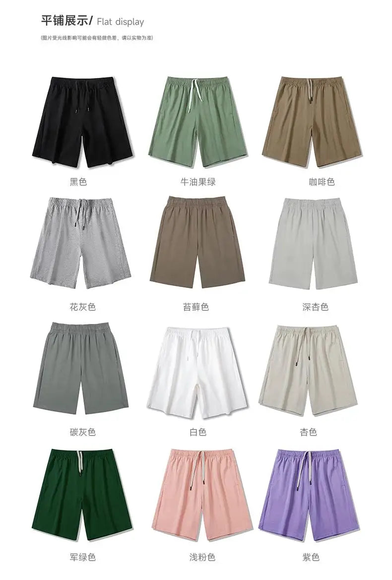 Custom LOGO DIY Brand 330GSM 100% Cotton Heavy Weight Shorts plus Big Size mens shorts summer casual beach blank shorts for men
