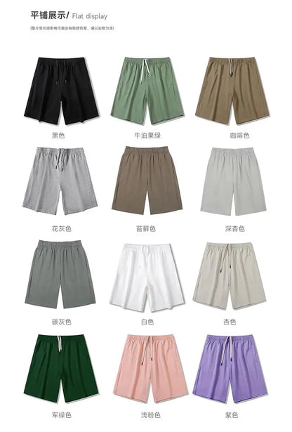 Custom LOGO DIY Brand 330GSM 100% Cotton Heavy Weight Shorts plus Big Size mens shorts summer casual beach blank shorts for men