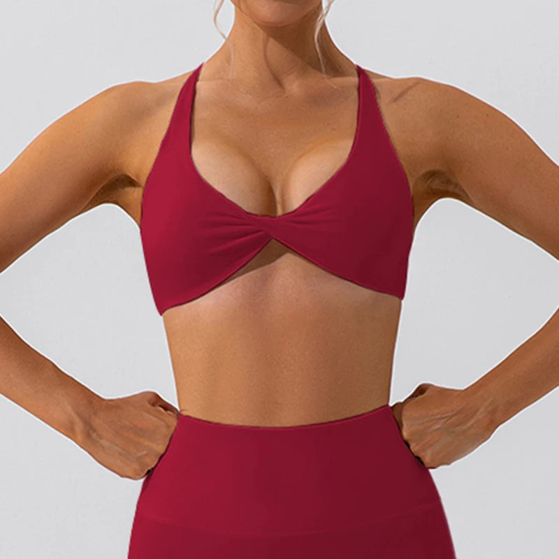 Summer Sexy Gym Top Women Crease Sports Bra Running Back Cross Yoga Bra Breathable Sports Underwear Women Fitness Workout Top