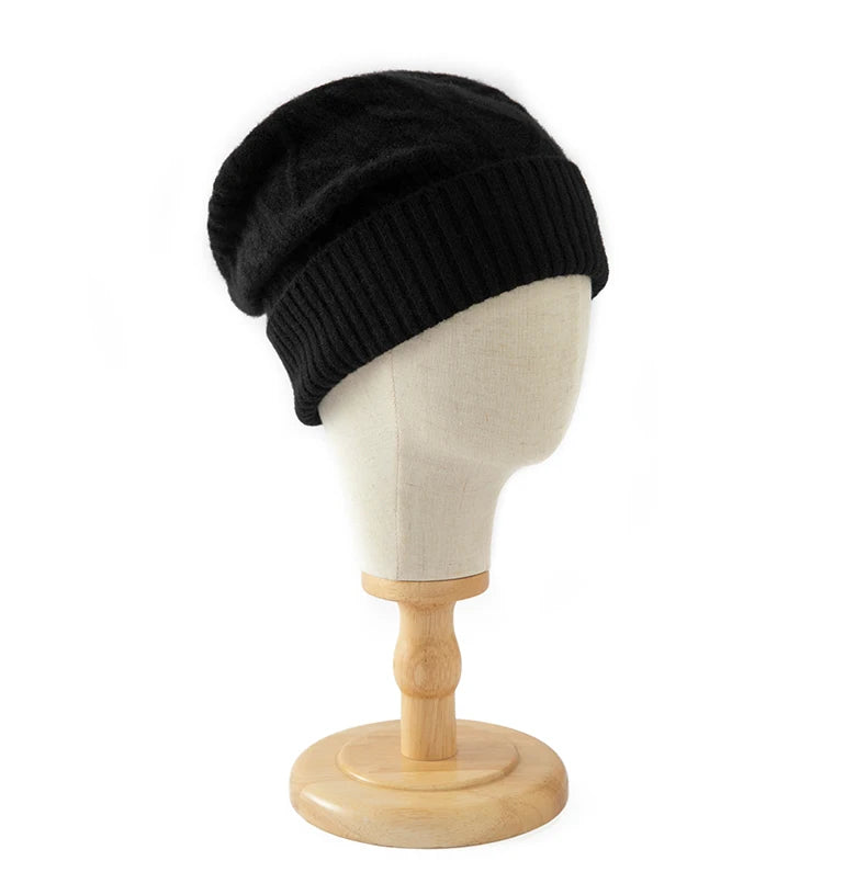DjzDsm 100%Pure Wool Women's Hat For Winter Warm Soft Luxury Cashmere Twists Slouchy Street y2k Women's Hat
