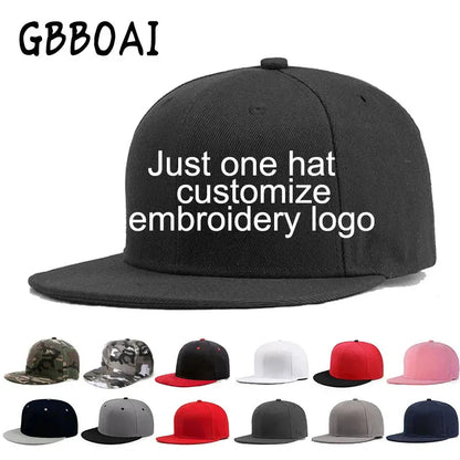 Custom Logo Snapback Cap Team Embroidery Monogram Baseball Hat Personalized Men Women Gorras Planas Hip Hop Bone Aba Reta