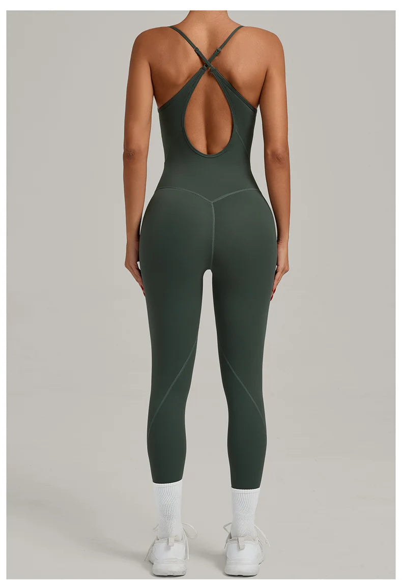 TRY TO BN Sports Jumpsuit Yoga Cross Adjustable Shoulder Straps Fitness Workout Bodysuit One Piece Sportswear Gym Women Clothing