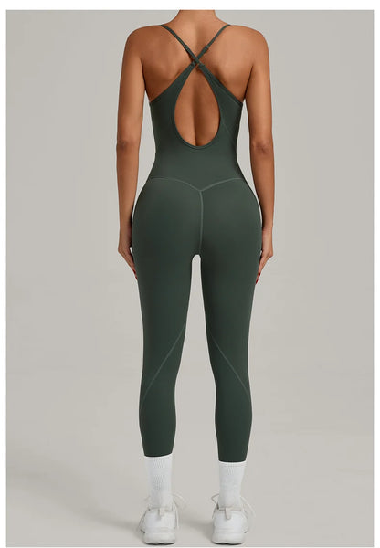 TRY TO BN Sports Jumpsuit Yoga Cross Adjustable Shoulder Straps Fitness Workout Bodysuit One Piece Sportswear Gym Women Clothing