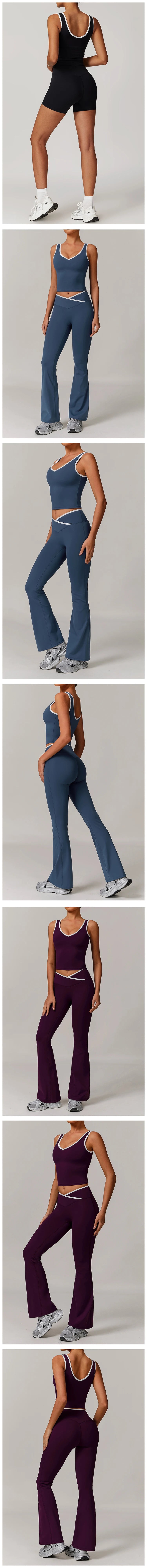 2 Pieces Gym Set Women's Sportswear Sports Bra Top High-waisted Long Pants Tracksuits Suitable For Outdoor Sports Workout Suit