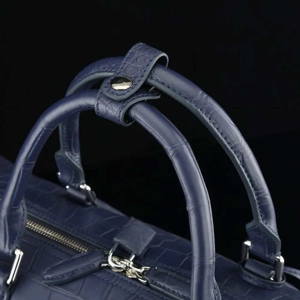 Authentic exotic crocodile belly leather men's large travel handbag real crocodile leather men's fashion luxury shoulder bag