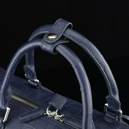 Authentic exotic crocodile belly leather men's large travel handbag real crocodile leather men's fashion luxury shoulder bag