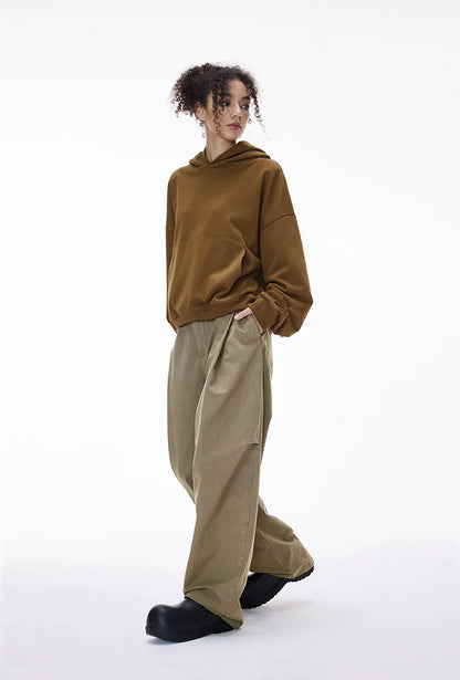 Custom LOGO men's clothing 98% cotton pleated tooling wide-leg pants autumn new loose casual men's trousers
