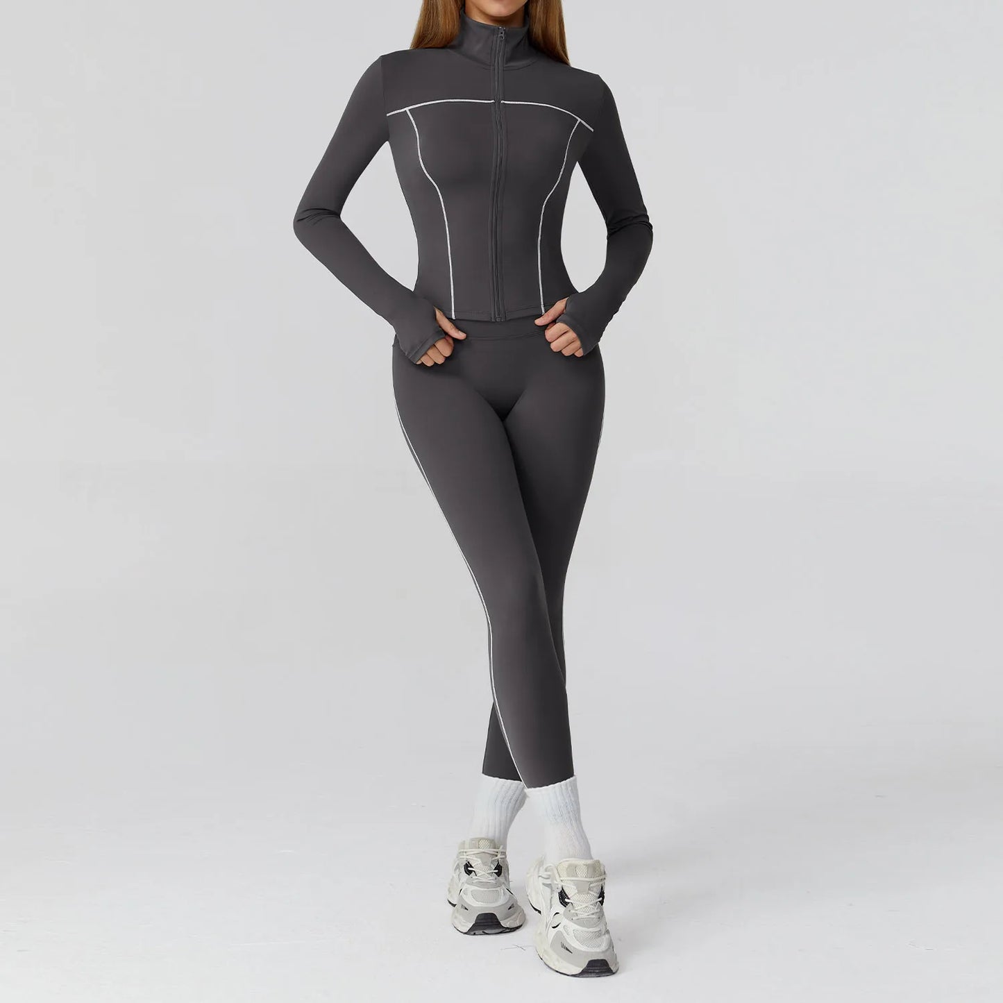 3PCS Yoga Set Women Workout Set 2 Pieces Sportswear Yoga Suit Gym Clothing Fitness Zipper Long Sleeve Sports High Waist Leggings