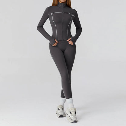 3PCS Yoga Set Women Workout Set 2 Pieces Sportswear Yoga Suit Gym Clothing Fitness Zipper Long Sleeve Sports High Waist Leggings