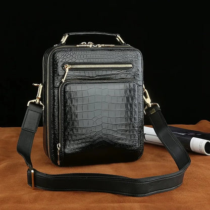 Real crocodile leather large-capacity men's handbag authentic crocodile leather business bag fashion men's shoulder bag