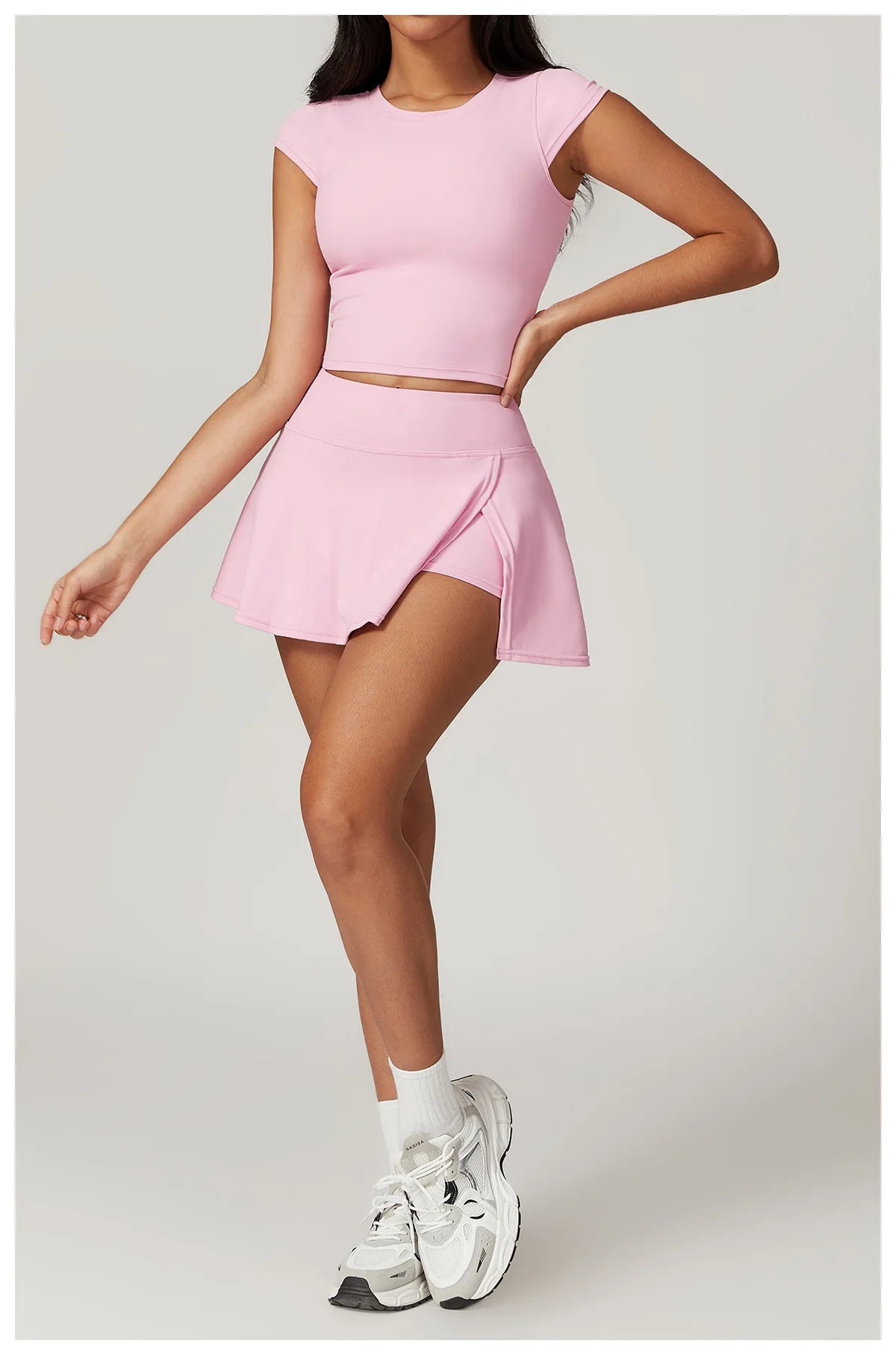 Custom LOGO women's beautiful back tight yoga set quick-drying high waist hip lift running fitness sports skirt 2-piece set
