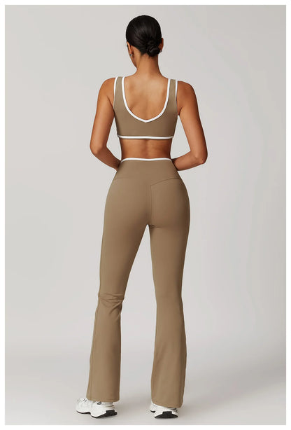 2 Pieces Gym Set Women's Sportswear Sports Bra Top High-waisted Long Pants Tracksuits Suitable For Outdoor Sports Workout Suit