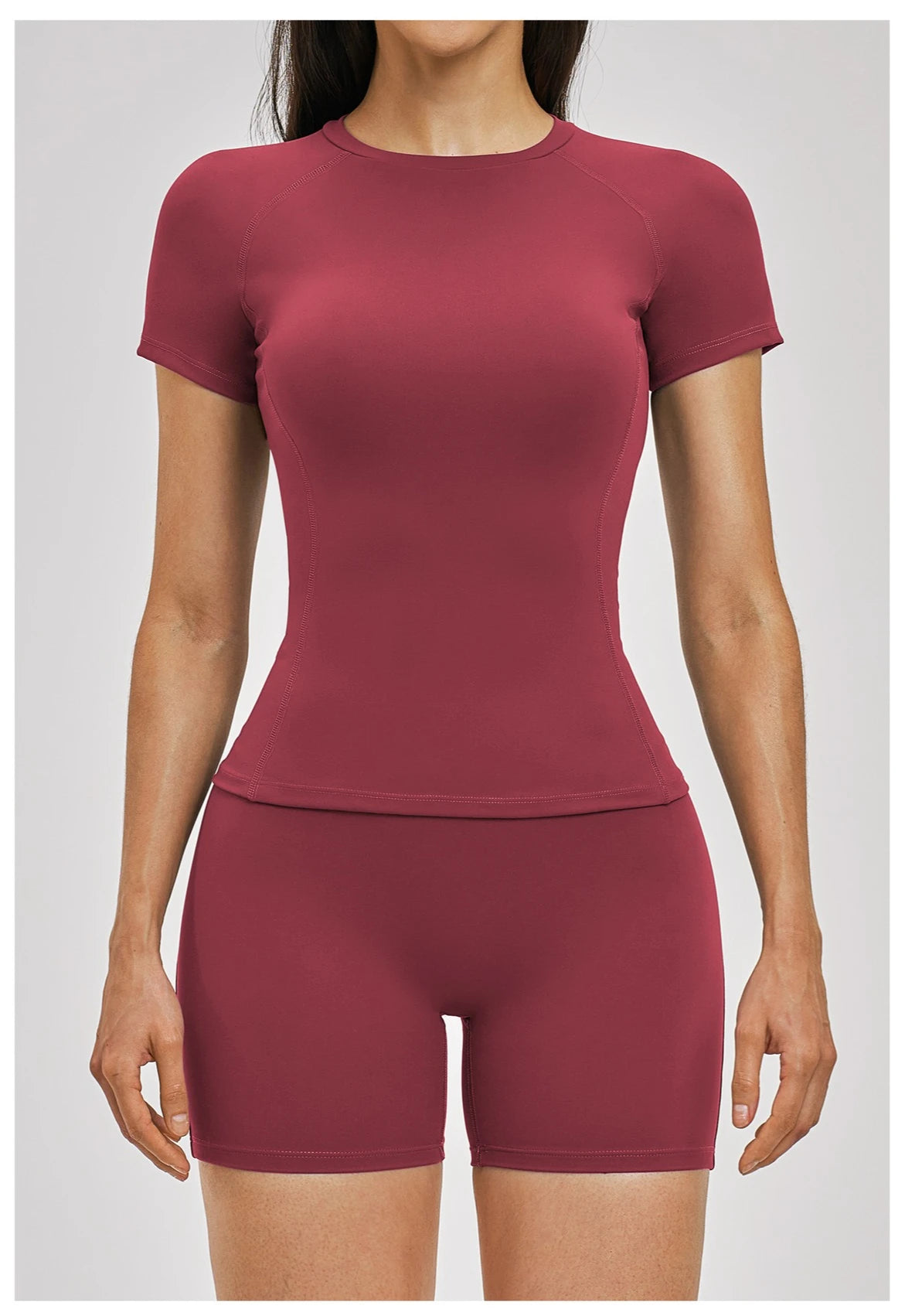 Custom LOGO women's spring and summer short-sleeved sports yoga fitness clothes shorts casual sports two-piece set