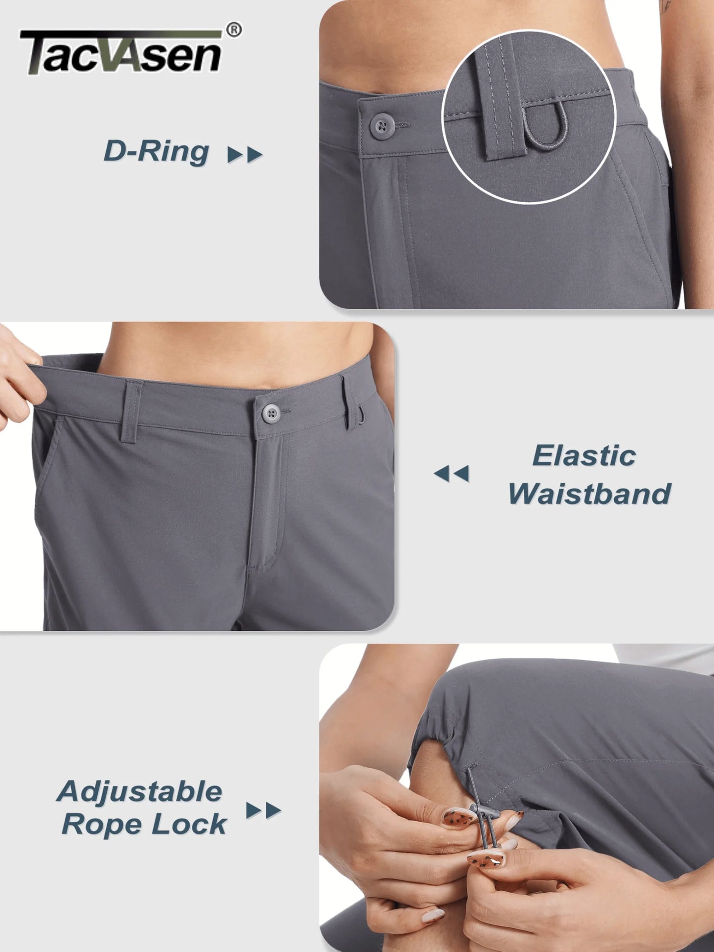 TACVASEN Summer Quick Dry Cargo Capri Pants Womens Outdoor Hiking Knee Length Joggers Lightweight Waterproof Shorts 6 Pockets